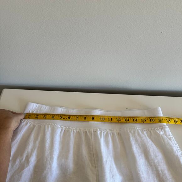 Soft Surroundings White Linen Wide Leg Pull On Pants Beachy Coastal Stretch - Picture 12 of 16